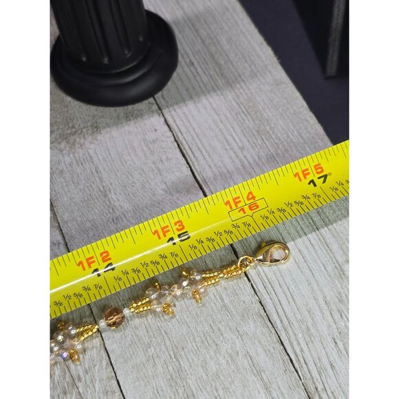 Handcrafted 18k Gold Plated Heart Locket Peach Zircon & Prehnite Beaded Necklace - Picture 9 of 10